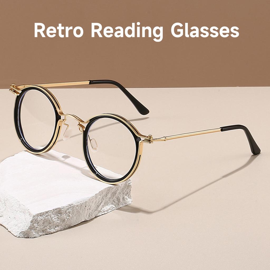 New Round Retro Reading Glasses Men Women Anti Blue Light High Quality Alloy Eyeglasses Readers +1 0 To +4 0