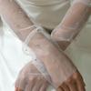 Eleganter Langarm Ärmel Abnehmbarer Weißer Netz Braut Hochzeitskleid Tüll Handschuhe Party Dekoration Fingerlose Handschuhe