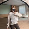 Winter Light and Thin Stand-up Neck Splicing Knitted Sleeves Down Cotton Clothes Women's Outdoor Casual Short and Thin Daily Warm Top
