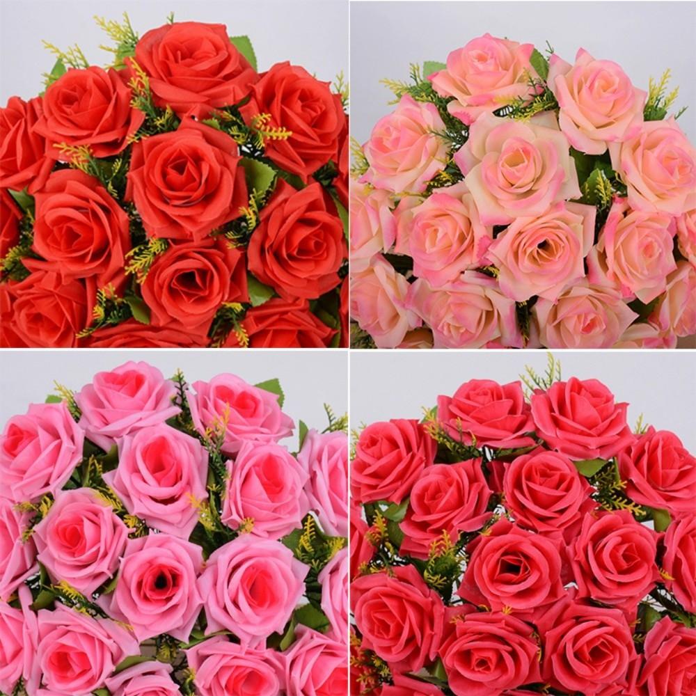 18 Heads Real Happy Flower 9 Colors Mini Natural Simulated Rose Photography Photo Gift Valentine's Day Flowers Home Decorative