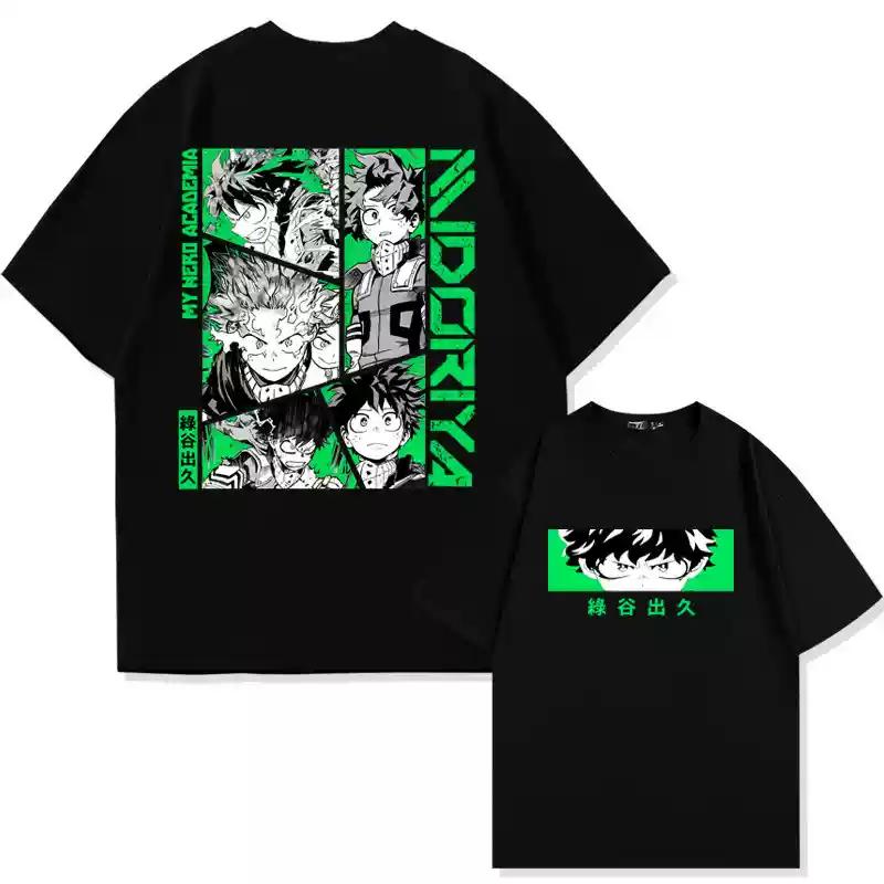 

2026 New Casual Cotton My Hero Academia Midoriya Izuku Printed Unisexs and Womens Loose Summer Cartoon Anime Adult Tshirt L