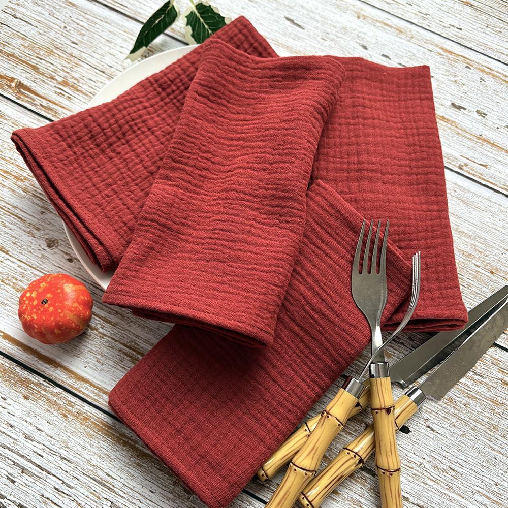 10PCS Cloth Napkins Boho Gauze Washable Cotton 16X16Inches for Wedding Baby Shower Bridal Shower Dinner Tea Party Easter Decorat