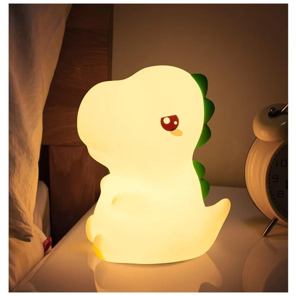 USB Charging Silicone Night Light Dinosaur Shape Dimmable Lamp Cute LED Night Lamp  Bedside
