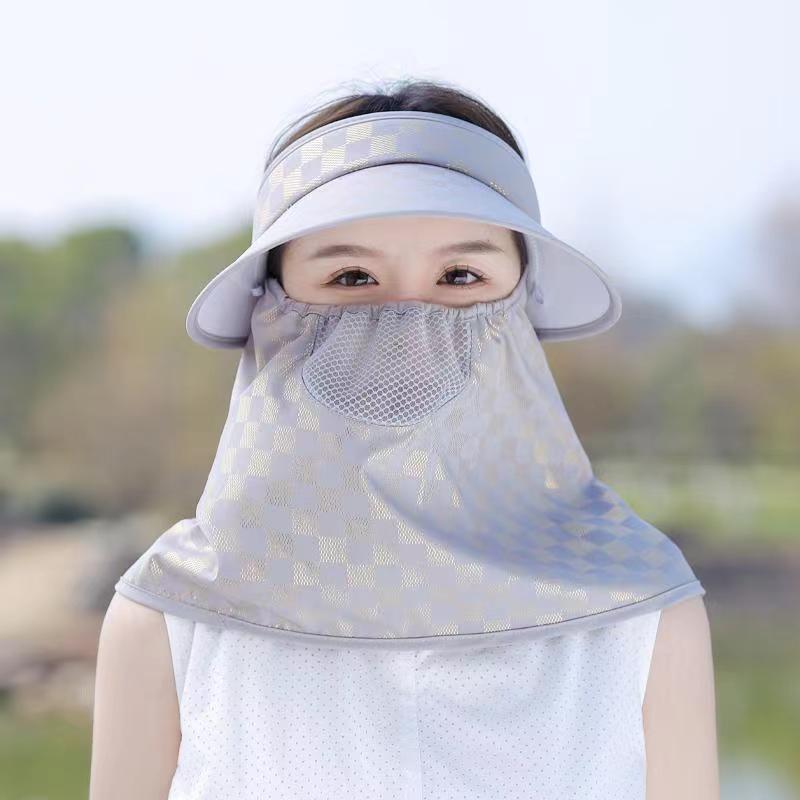 Straw Empty Top Sun Hat Women's Summer Eaves UV Protection Cycling Face Cover Foldable Sun Hat UV Sun Protection Hat