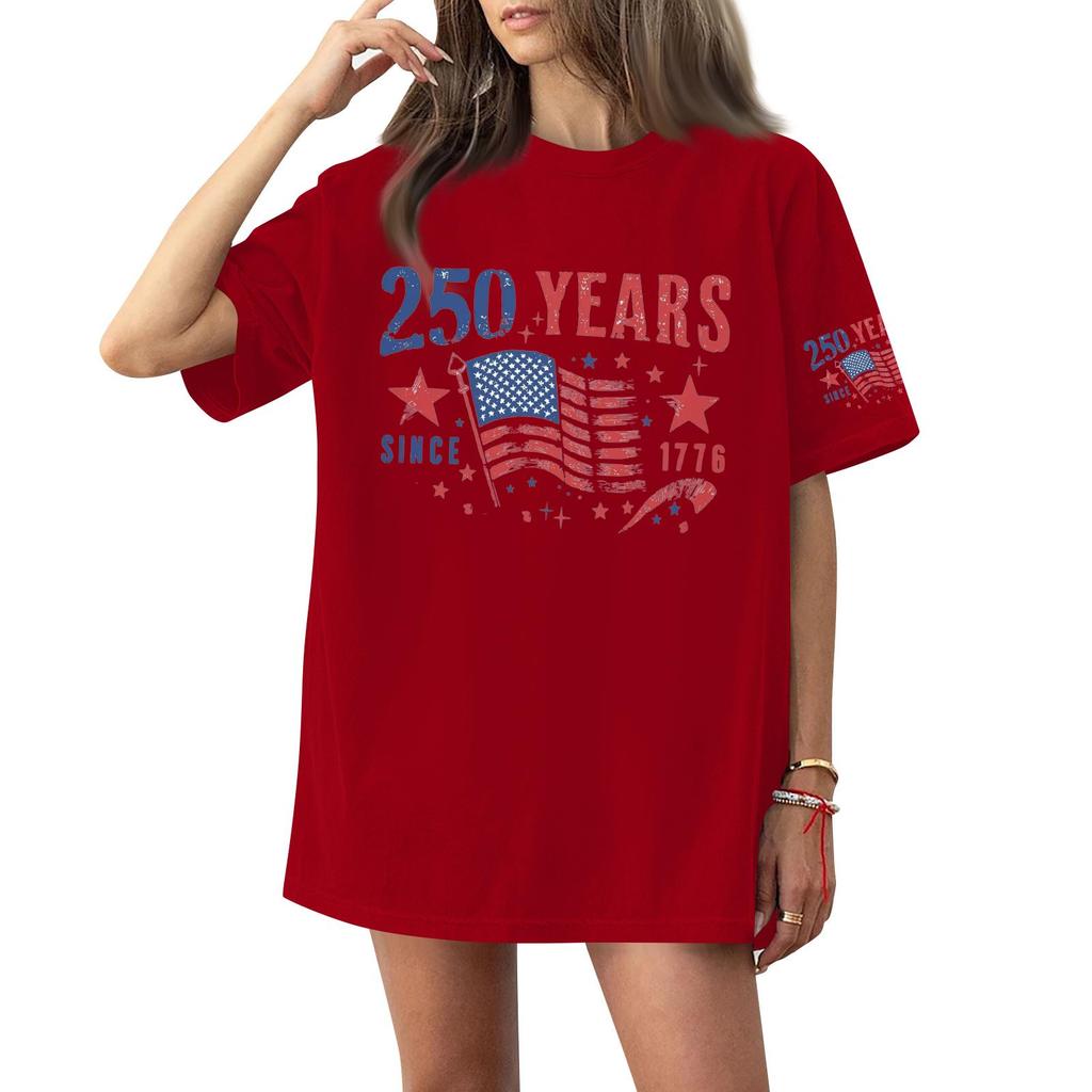 Γυναικείο Κοντομάνικο T-shirt Τοπ με Στρογγυλή Λαιμόκοψη και Σχέδιο