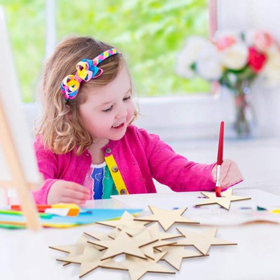 200 buc/set Așchii de lemn Formă de stea Ușor de vopsit Aplicație largă Stele mici din lemn Ornamente neterminate Decor pentru casă