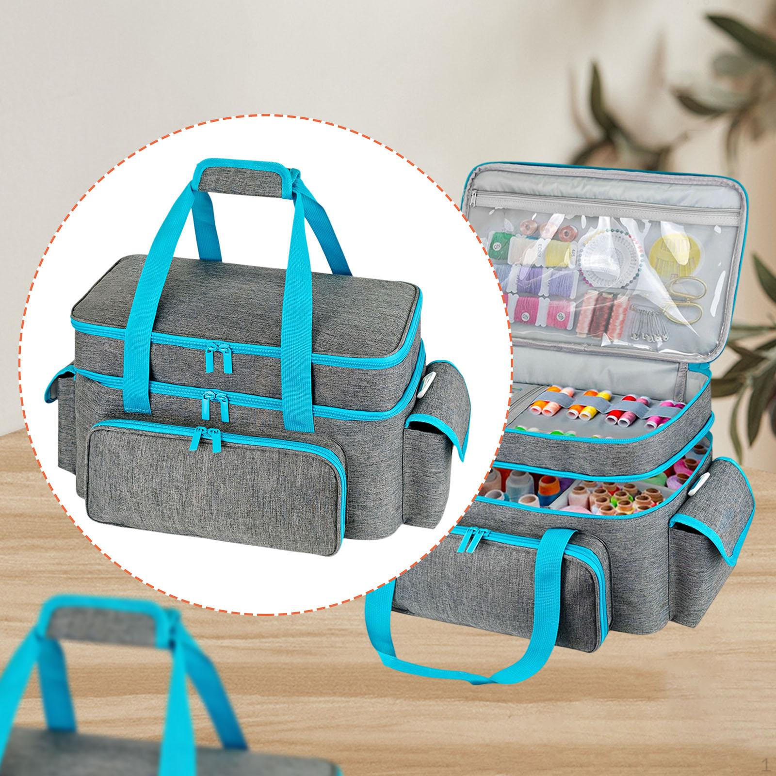 Sewing Supplies Storage Bag Detachable Shoulder Strap Large Two Layer Organizer for Thread