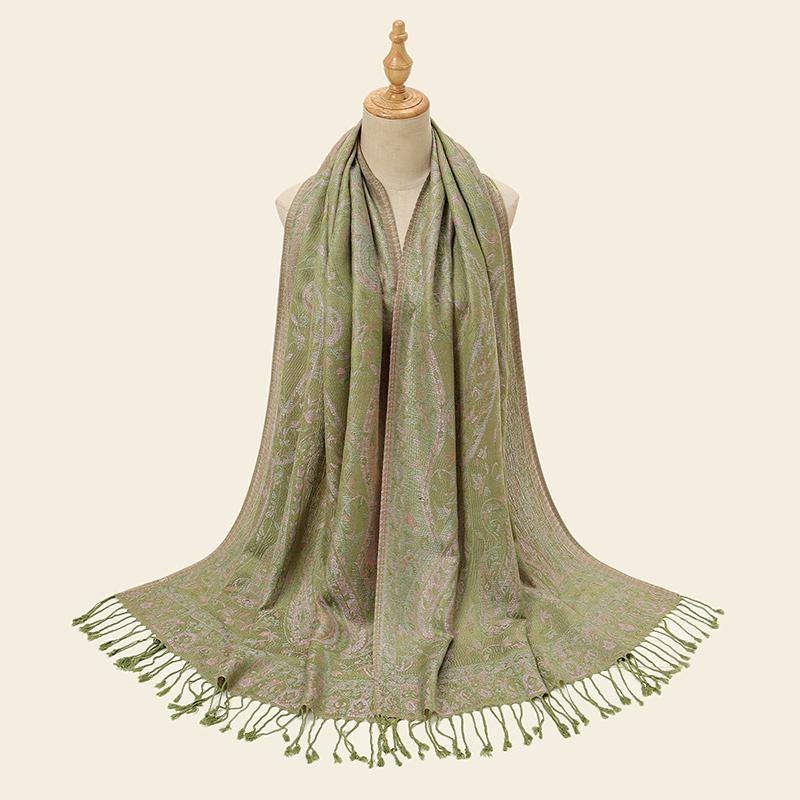 Retro Żakardowy Wzór Paisley Frędzle Hidżab Bawełna Wiskoza Kobiety Muzułmańskie Szale Hidżab Duży Rozmiar Długie Chusty Damska Moda Chusta na Głowę