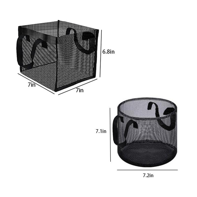 4 Pcs Black Mesh Pond Planting Baskets Square And Round PVC Water Lily Bags With Sturdy Handles For Aquarium Garden Decoration