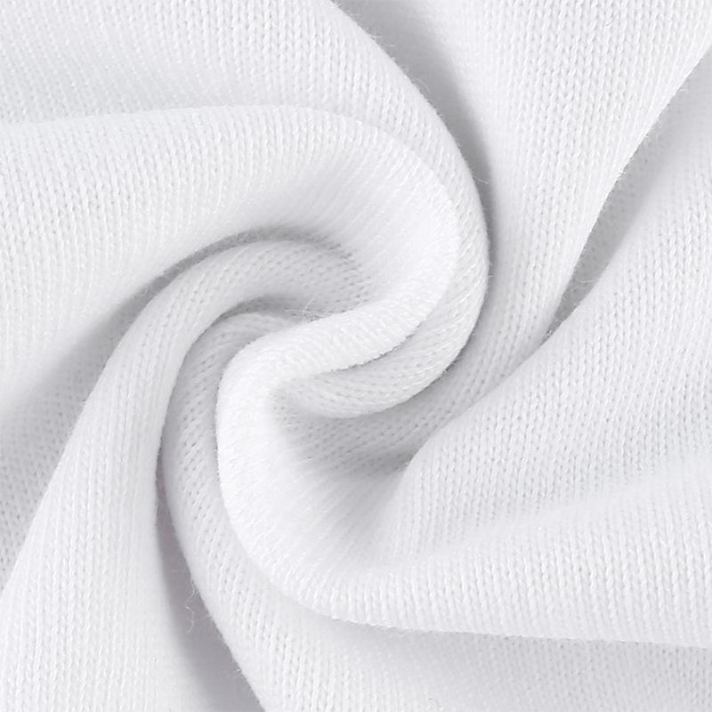 White Round Neck Women's Short Sleeve Shirt Cotton Stretch Crop Top T-shirts Street Clothes