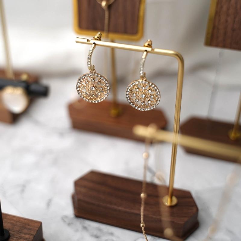 Jewelry Display T-Shape Bar Earrings Show Stand Shelf Wood Rings Holder Rack Jewelry Organizer for Home Decoration