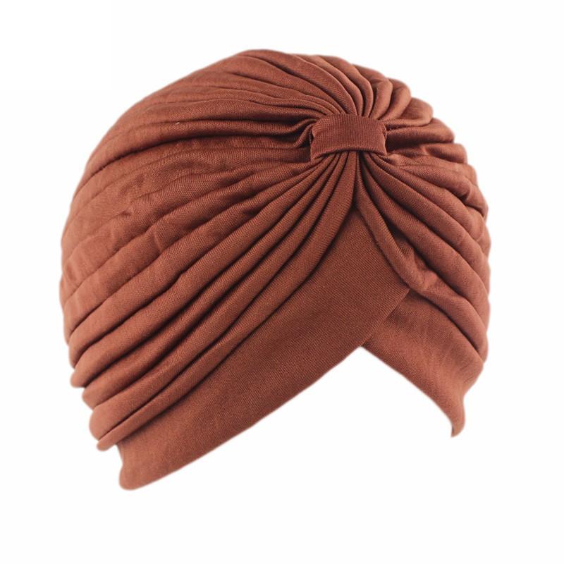 Stretchy Knot Twist Turban Bandanas Women Headscarf Bonnet Muslim Hijab Indian Hats Female Chemo Cap Adult Solid Color Head Wrap
