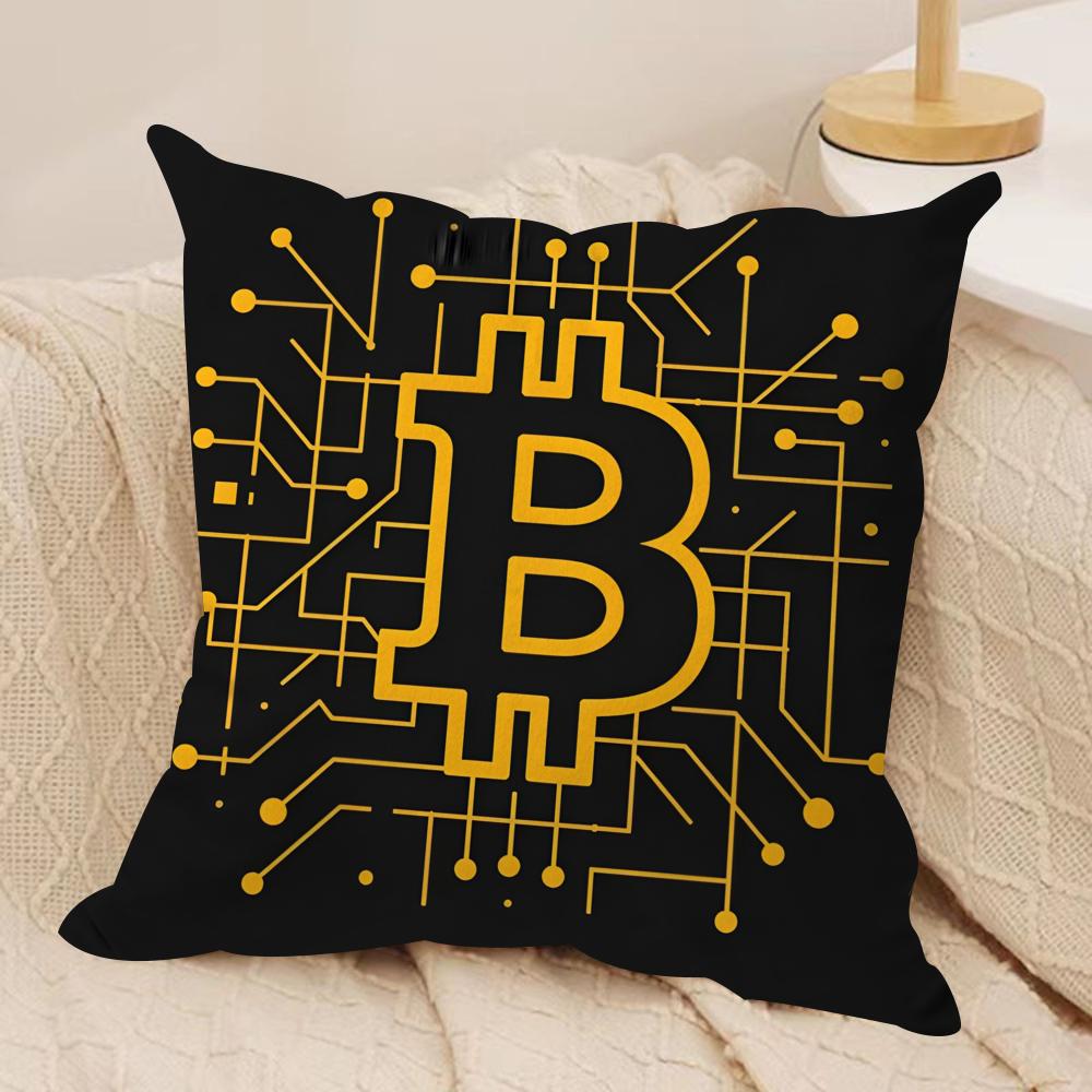 Cool BBitcoin Cushion Cover Pillowcase Ultra Soft Skin Friendly Fabric Cloud Like Comfort Concealed Zipper