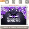 2D Graduation Photo Backdrop, Purple Black "Congratulations Graduate" Themed Party Background