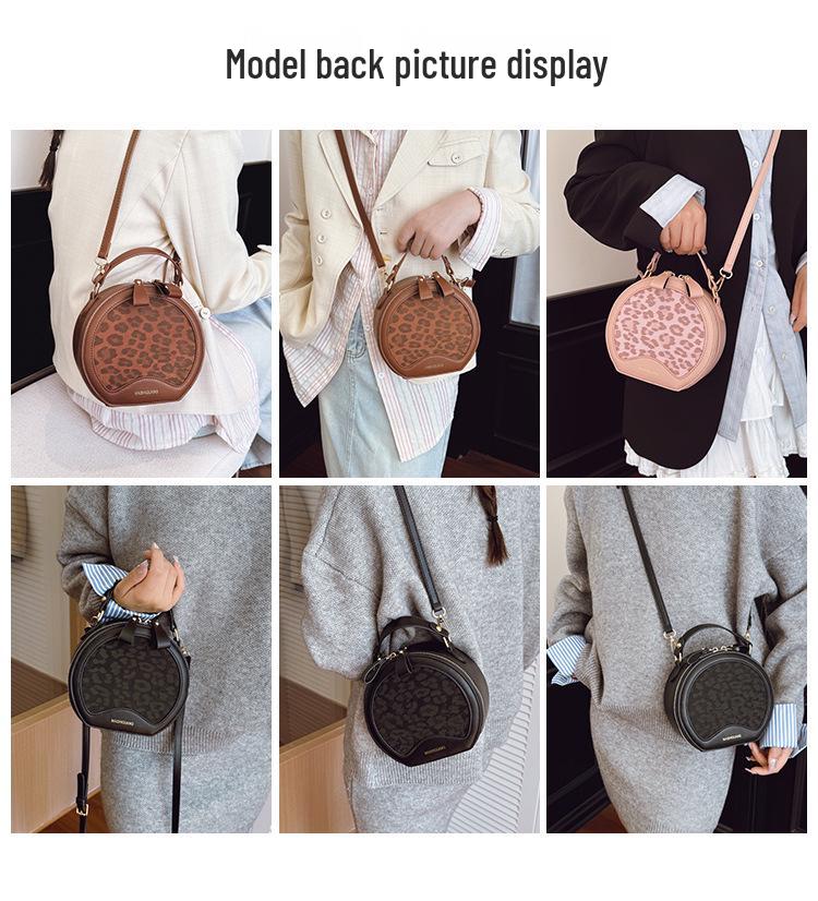 2025 Leopard Print Single Shoulder Crossbody: Women's Retro Round Handbag In Celebrity Fashion