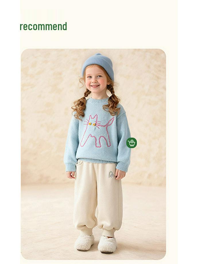2025 Winter Kids' Fleece-Lined Cuffed Pants: Warm, Comfortable, Casual Style for Boys & Girls