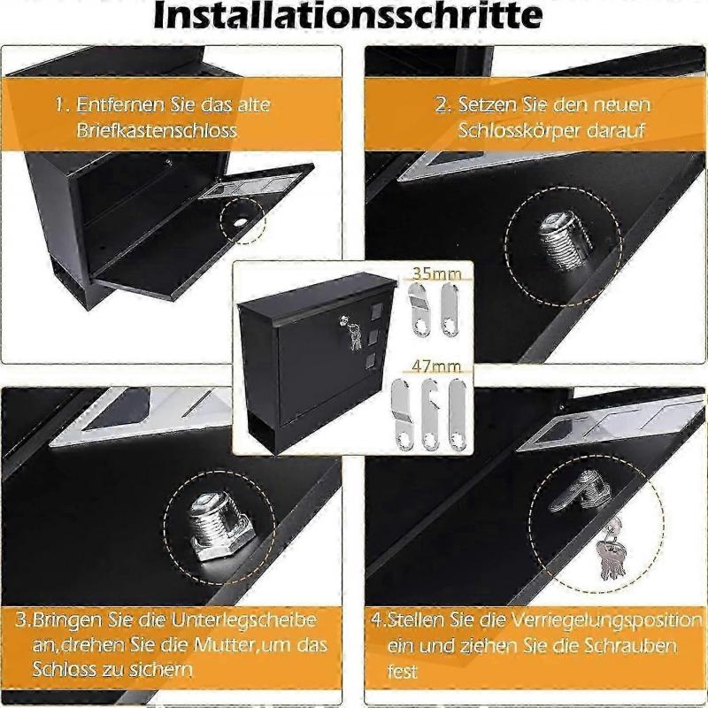 Fechadura para Caixa de Correio com 4 Chaves, Vem com 5 Placas de Travamento Diferentes, Fechadura para Caixa de Correio de 16mm, Fechadura com Alavanca para Caixa de Correio