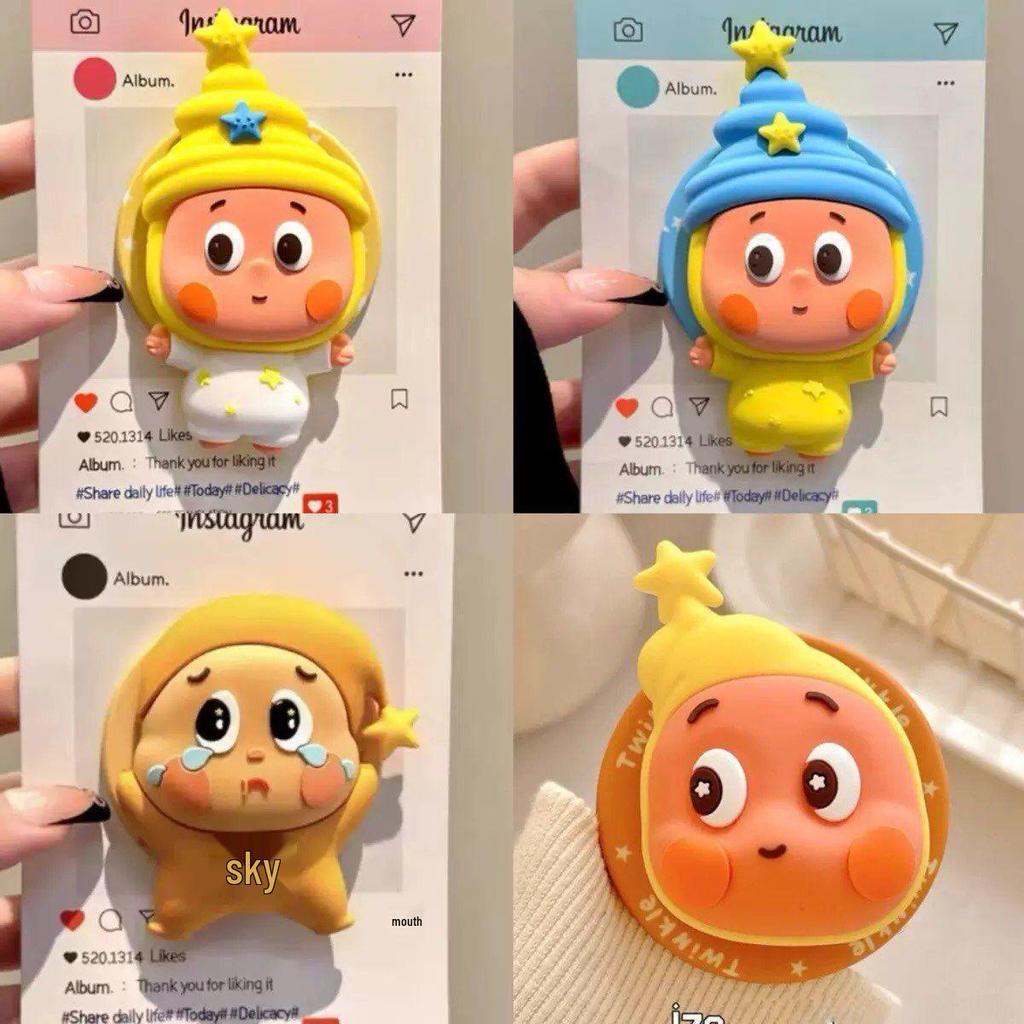 3D Silicone Cartoon Crying Star Mobile Phone Stand & Retractable Airbag Holder