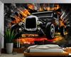 Hot Rod Wandteppich Modifiziertes Auto Wandbehang Kunst Schlafzimmer Dekoration Psychedelisch Vorhang Hintergrund