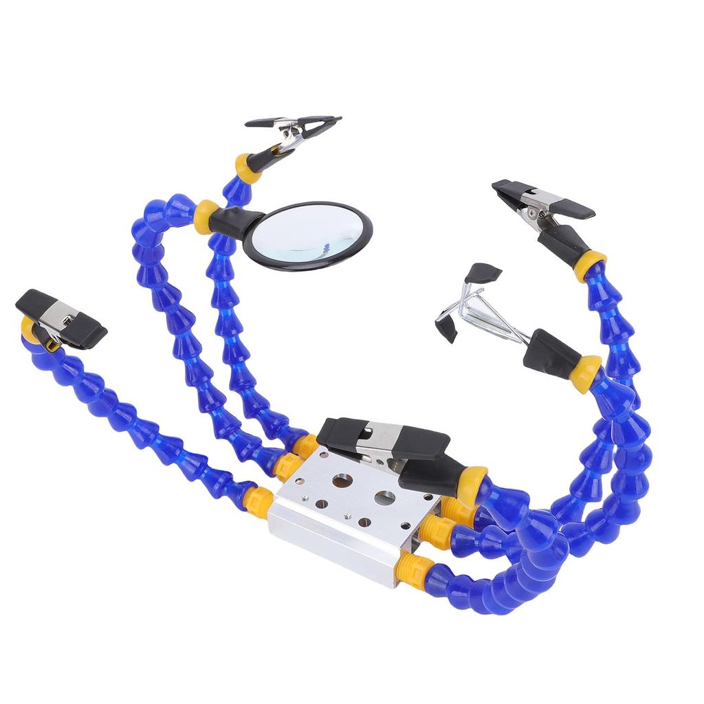 Helping Hands Soldering Station Kit 4 Flat Head and Cylindrical Clips Magnifier Glass 1 4in Welding Station Set for