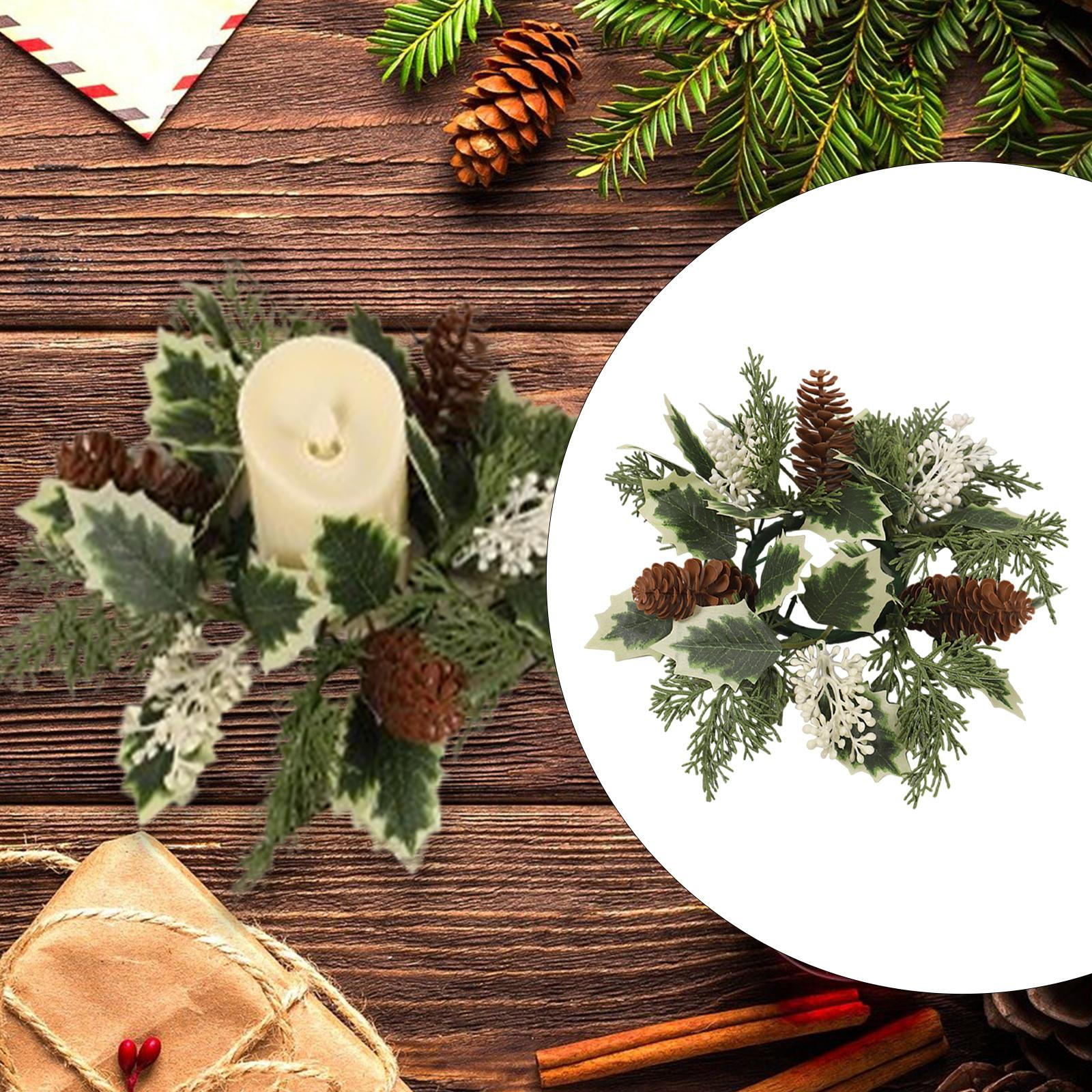 

Кільце-підсвічник для різдвяного вінка, прикраса дому на стіл White Berries 25cm