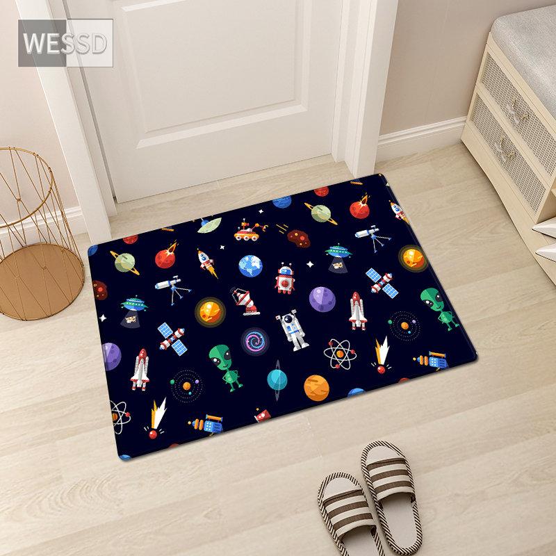 Dětské koberečky Cartoon Space do ložnice Roztomilá podložka Universe Print Koberec Dlouhé Dětské koberečky Dlouhé