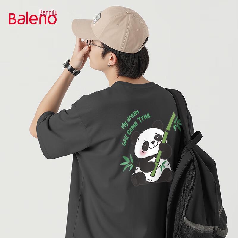 Baleno Men's Lucky Panda Graphic Heavyweight Cotton T-Shirt