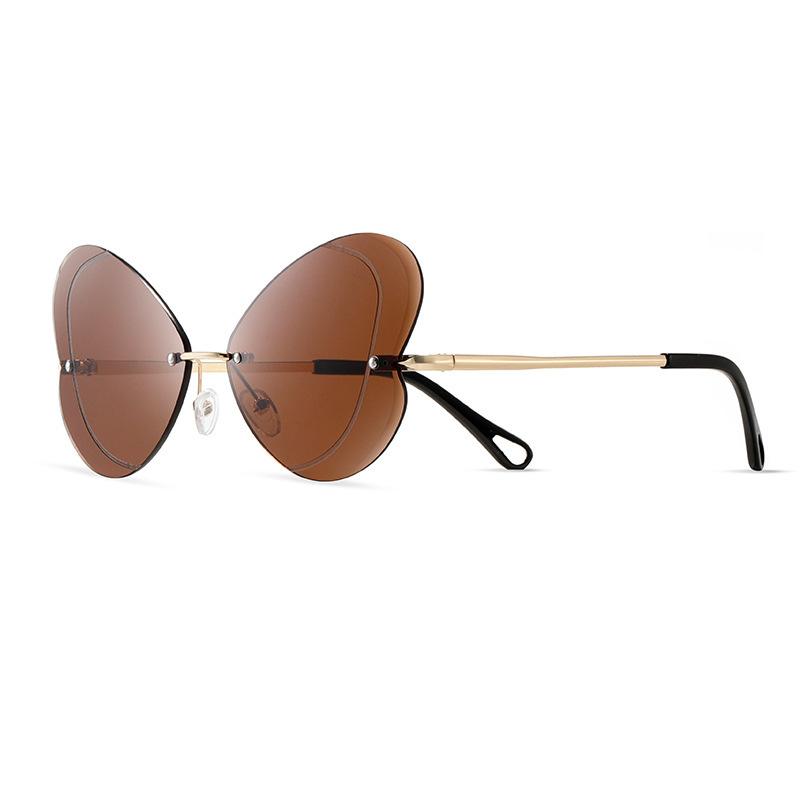 Butterfly Frameless Gradual Change Sunglasses Women Travel Street Shot Fresh And Sweet Decorative Sunglasses