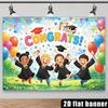 2D Congrats Graduation Backdrop Kids Cap Diploma Background Cloth