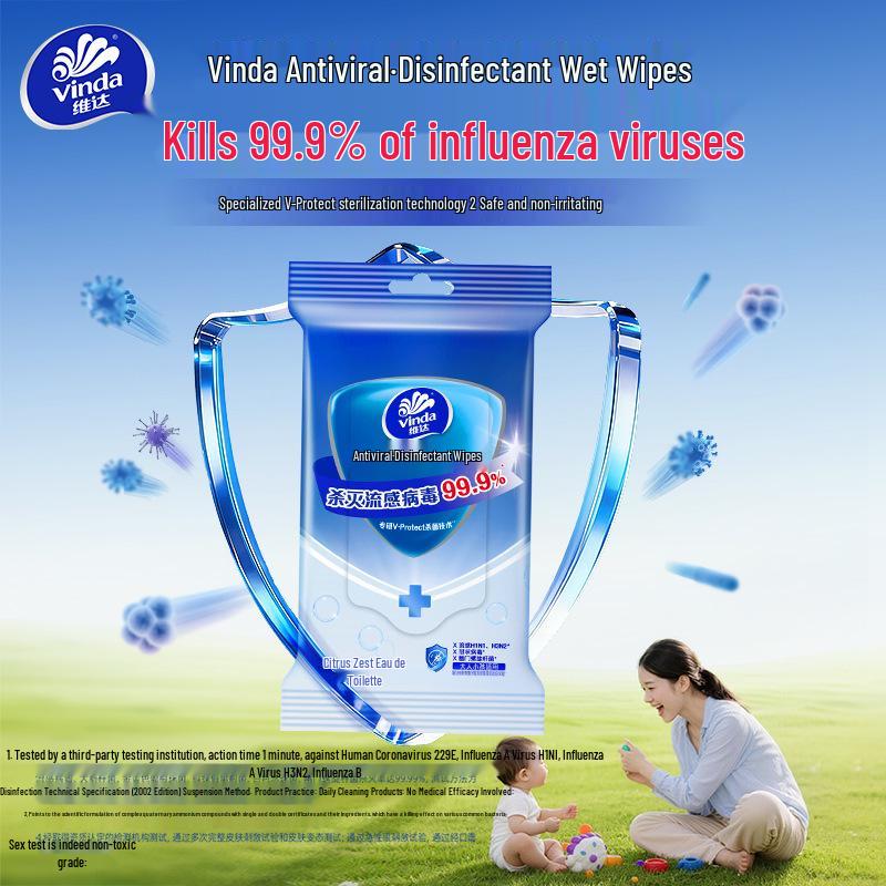 Vinda Alcohol-Free Baby Wet Wipes: 80 Individually Packaged Pure Water Wipes for Kitchen & Toilet Use