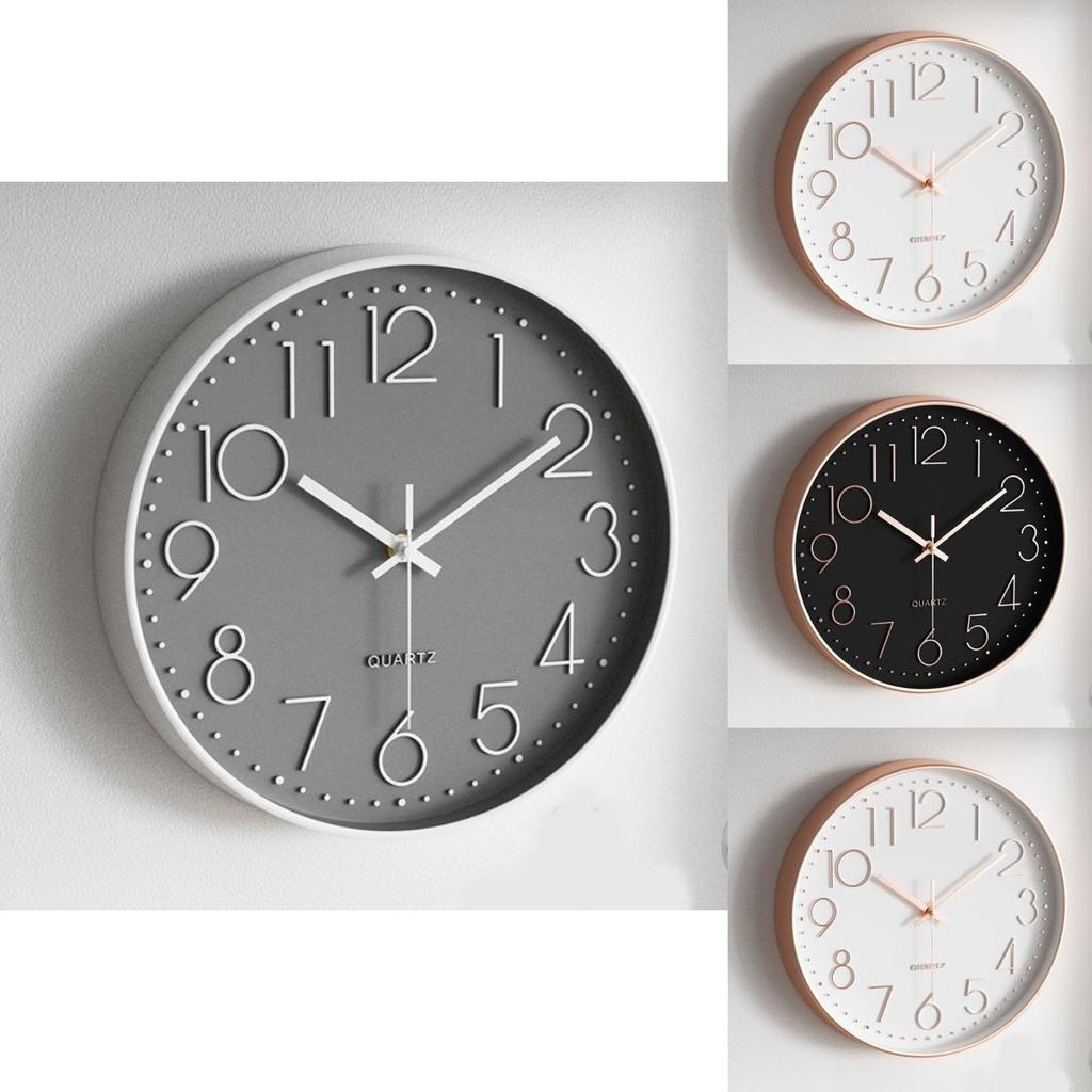 Modern Round Quartz Wall Clock With Silent Motion For Living Room Decor