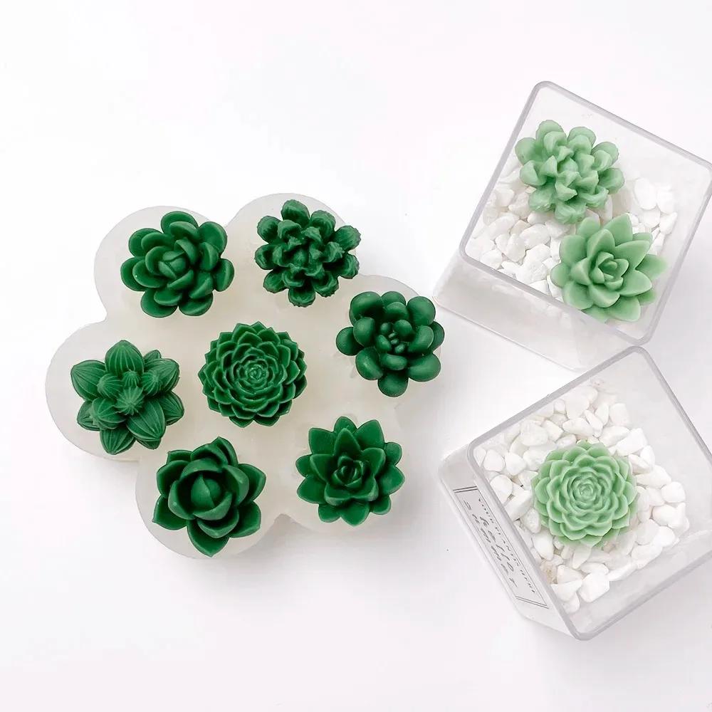 3D Rose Peony Fragrance Incense Candle Silicone Mold Cake Decoration Small Flowers DIY Car Gypsum Mold Handicraft Making Tools