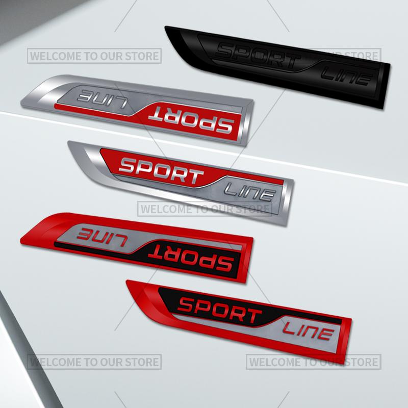 3D Car Styling Sport Line Emblem Side Badge Metal Stickers Rear Trunk Decals For Skoda Citigo Octavia Kodiaq Kamiq Yeti Fabia RS