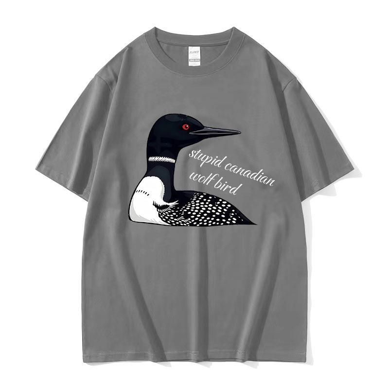 Dummer Kanadischer Wolf Vogel Lustiges Meme T-Shirt Erhitzte Rivalität Filmfan Geschenk Kurzarm T-Shirts Herren Damen Freizeit Baumwoll-T-Shirt