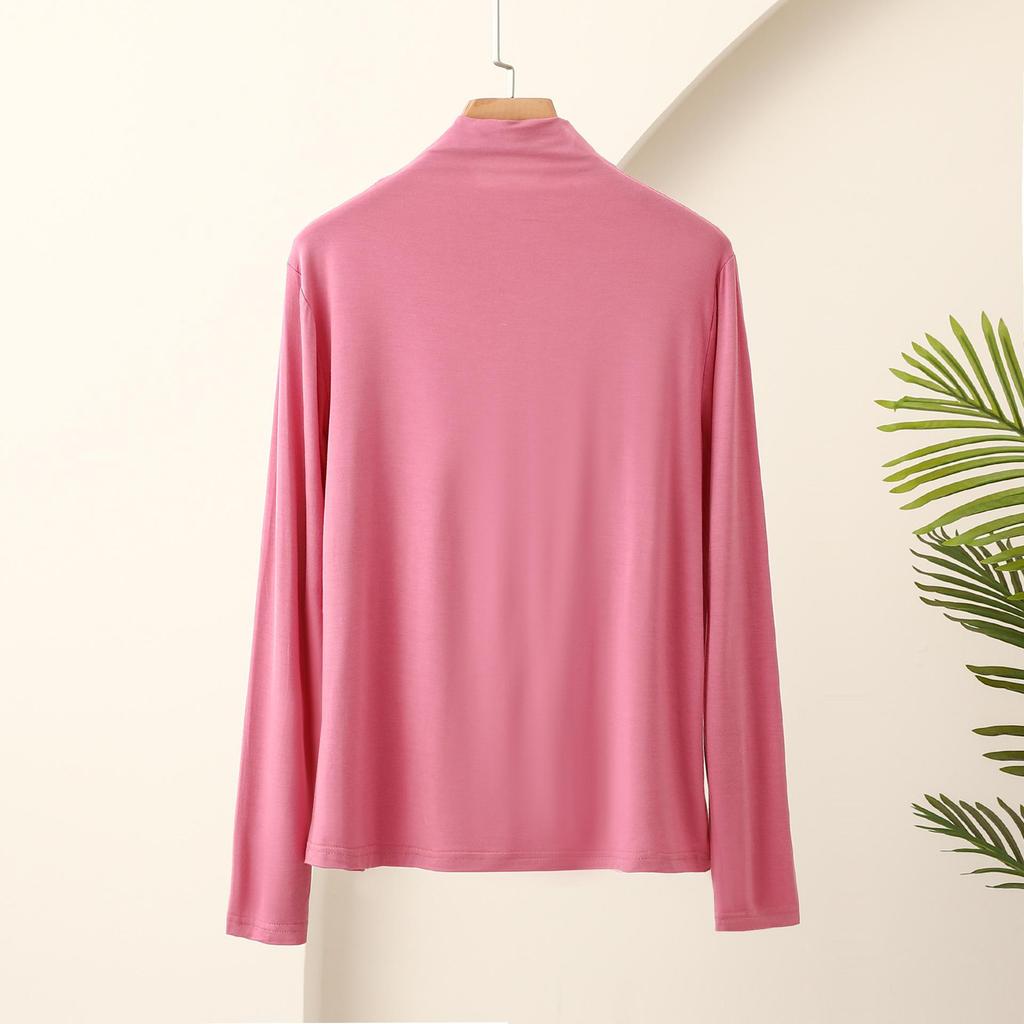 L To 4XL Plus Size Turtle Neck Long Sleeve Tshirts Fall Winter Base Layer T-Shirt Solid Color Modal Comfort Tee Tops Undershirt