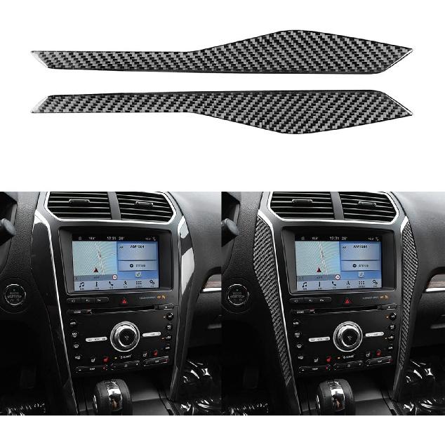 Real Carbon Fiber Car Central Navigation Screen Panel AC Outlet Vent Frame Sticker Compatible with Ford Explorer 2013 2014 2015 2016 2017 2018 2019