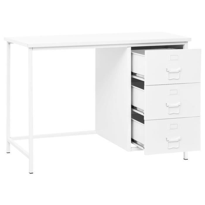 VidaXL Bureau industriel avec tiroirs Blanc 105x52x75 cm Acier