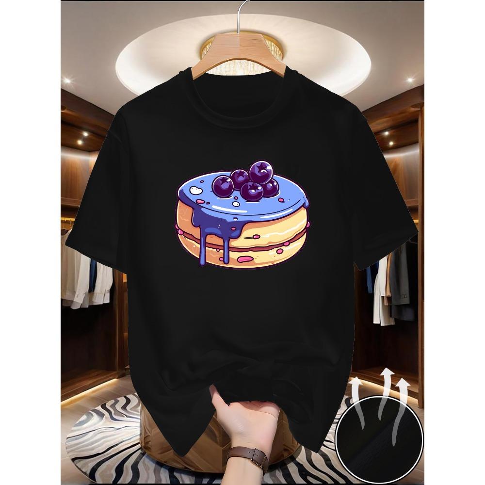 Sweet and Trendy Minimalist Commuting Cake Design with Printed Short Sleeves, Summer Youth Fashion Versatile T-shirt