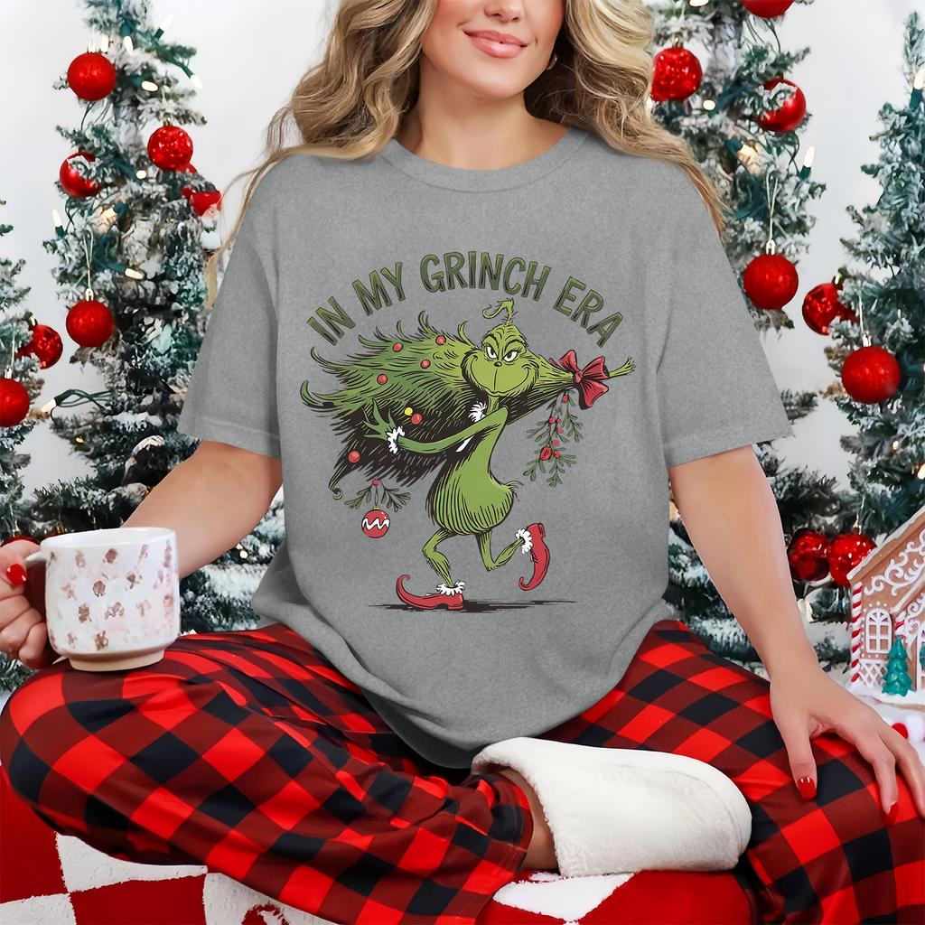 Kortermet topp for kvinner, avslappet, med trykk, rund hals, pullover