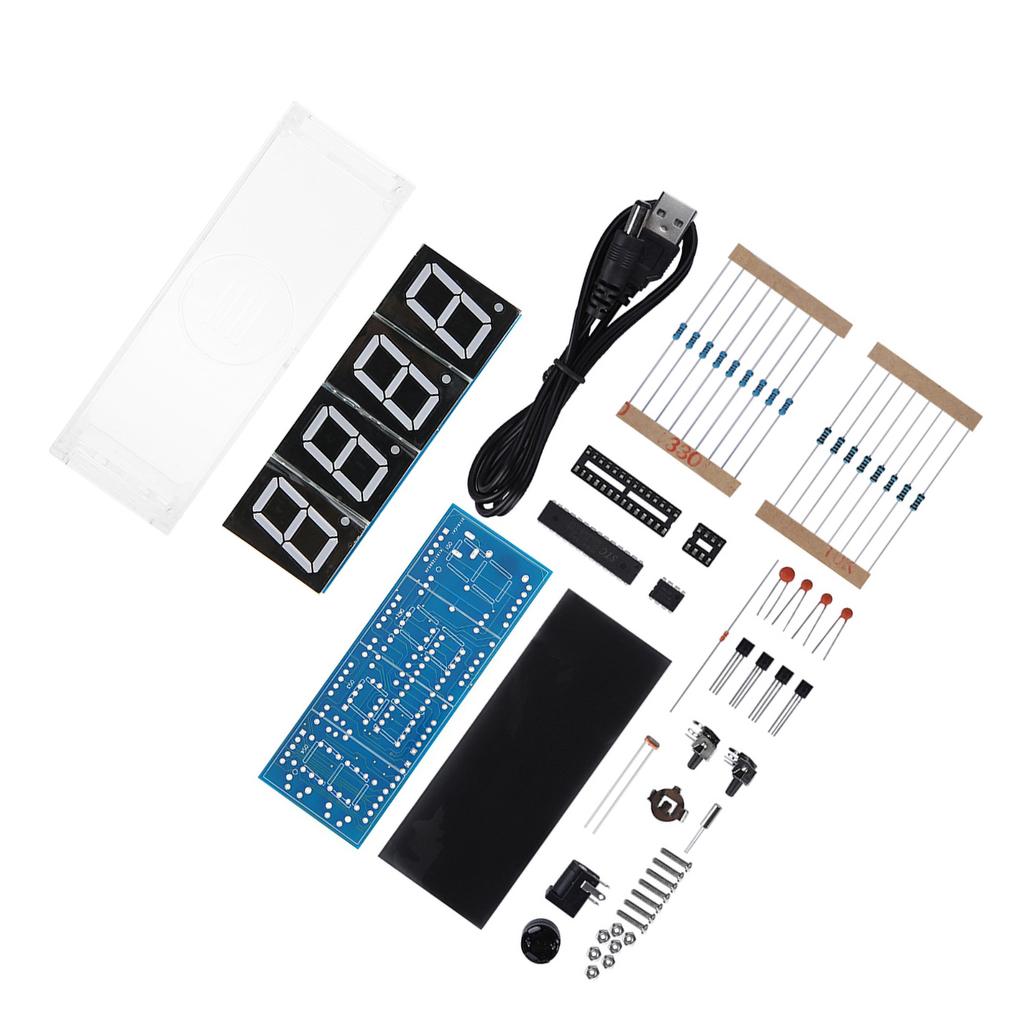 4-stellige DIY Digital LED Uhr Kit Auto Display Zeit Temperatur Elektronische DIY Kit Uhr Grün