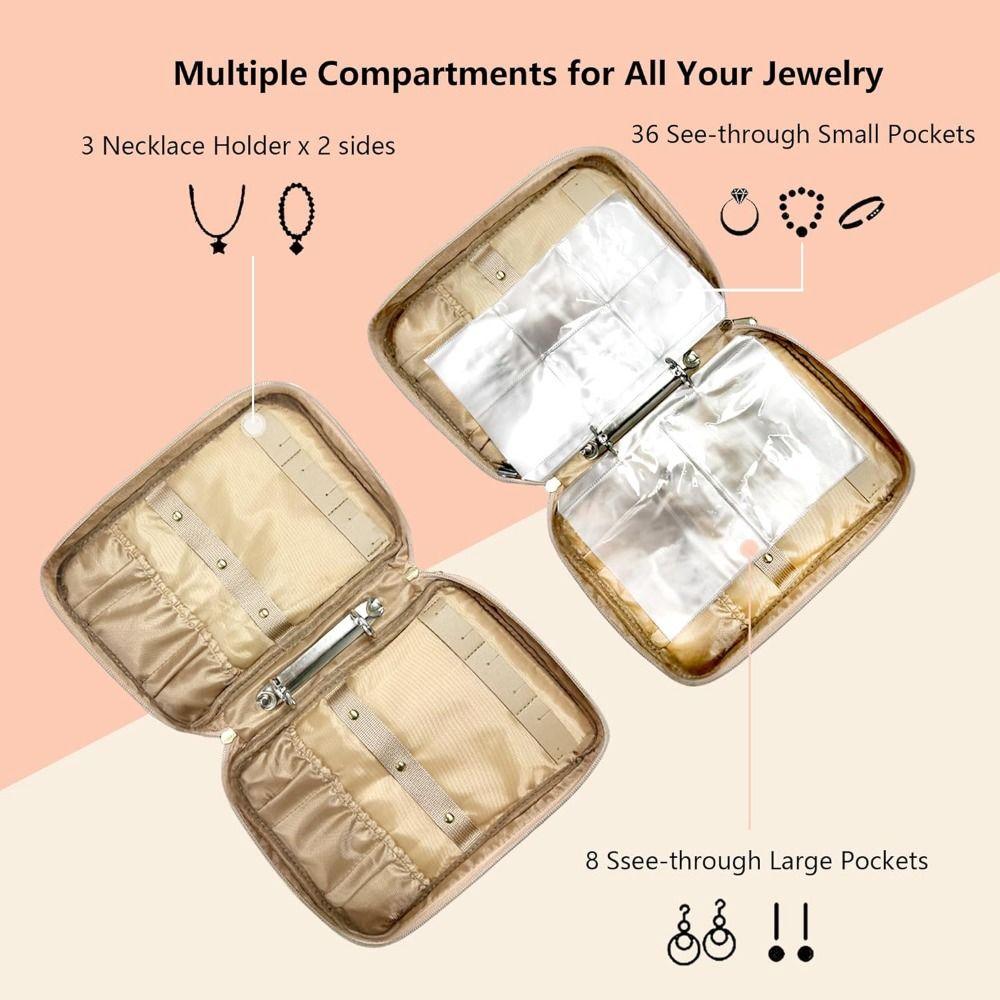 PVC Pocket Jewelry Storage Booklet Portable Mini Travel Ring Box  Gift