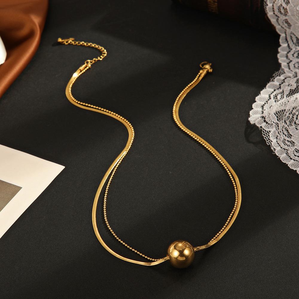 Europe and the United States popular titanium steel electroplating gold round item decoration wholesale design sense snake bone chain