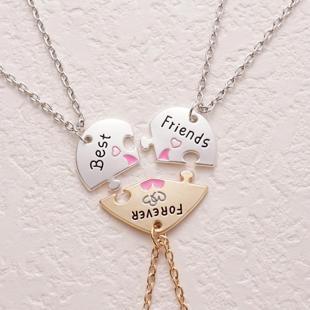 3 Pcs/set Best Friends Forever Heart Pendant Necklace For Women Adjustable Love Broken Heart BFF Choker Party Jewelry Accessorie