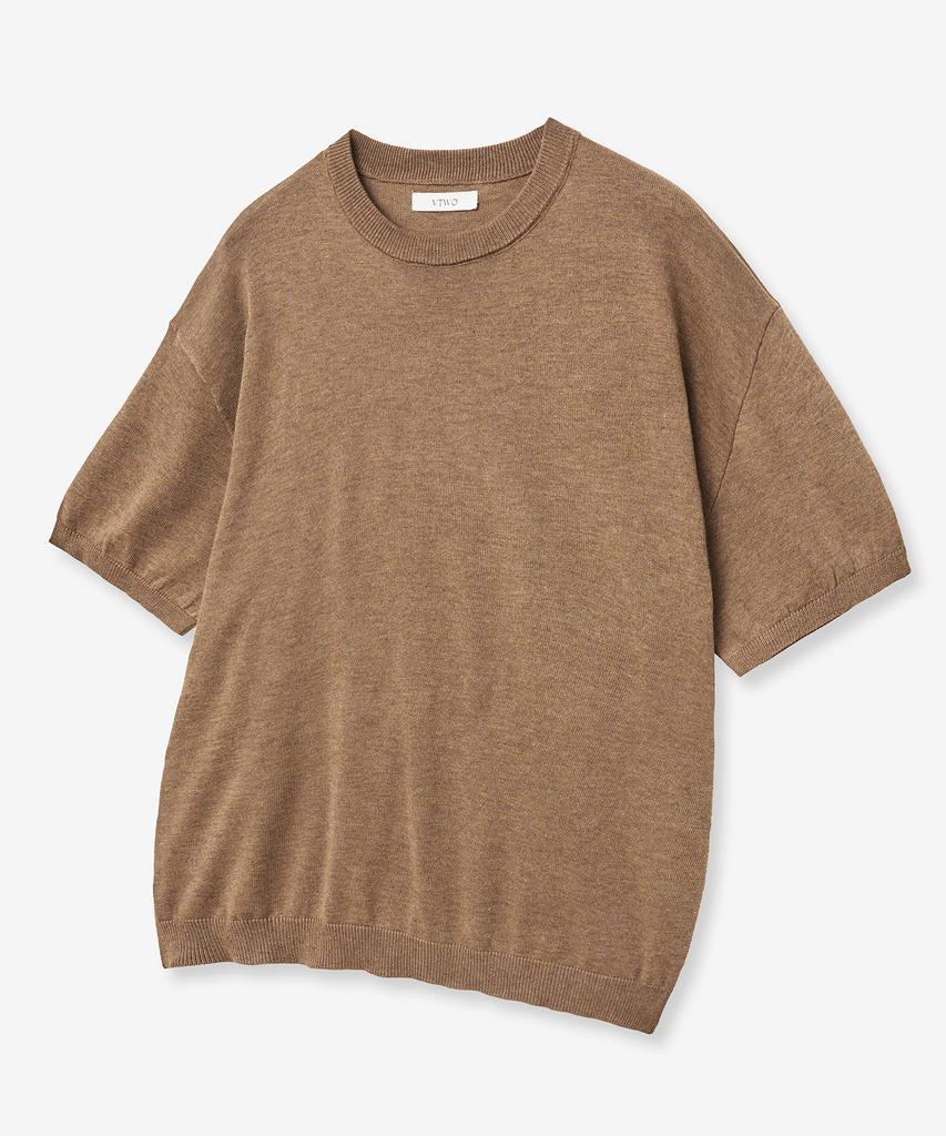 VTWO Cool Washable Round Neck Half Knit (Brown)