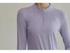 Women's Reflective Long Sleeve Yoga T-shirt - Night Run Fitness Top with Half-Zip Style for Autumn Running and Training