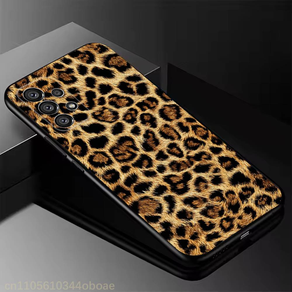 Fashion Leopard Print Phone Case For Samsung Galaxy A13,21s,22,31,32,52,53,71,80,A91 Soft Black Shell
