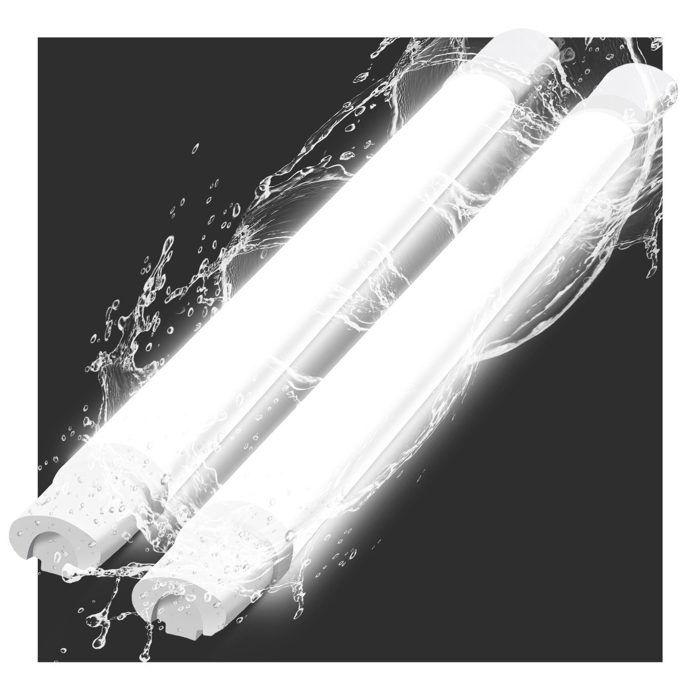 Plafonnier LED étanche - NETTLIFE - 90cm Tube 24W - IP65 - 5000K - Lot de 2
