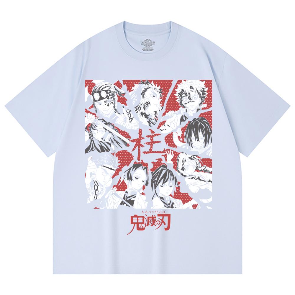 230 Gsm 100% Cotton Demon Slayer V81 Hashiras Print Unisex Heavy Cotton T Shirt