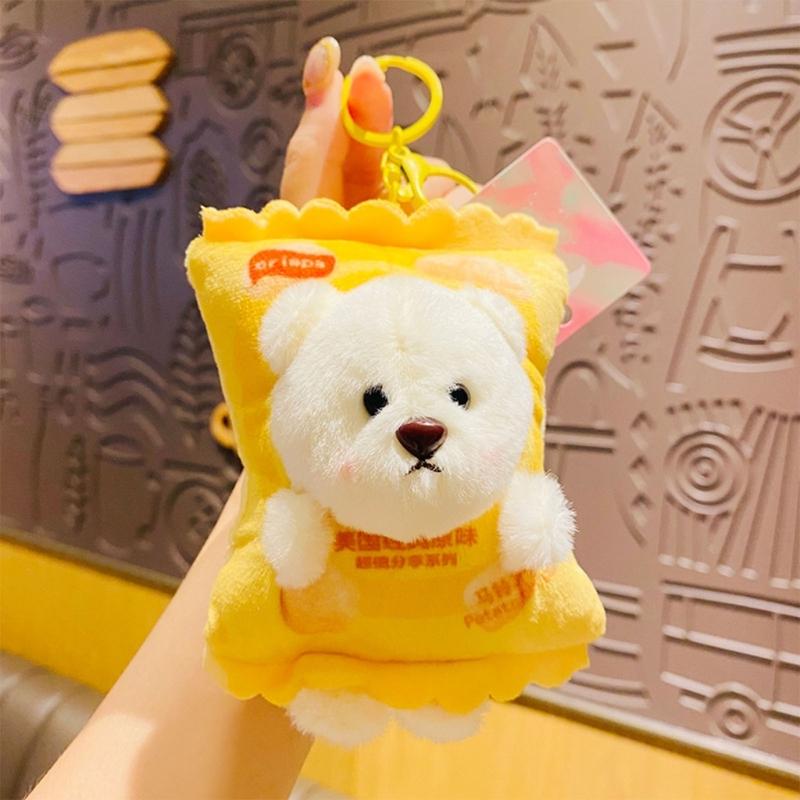 Cartoon Plush Keychain Stylish Keyring Holder for Women Girls Stuffed Pendant Hanging Ornament Bag Charm Decoration