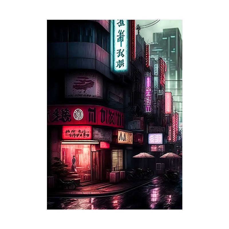 Pop Neon Vaporwave Japan Tokyo City Night Street Scenery Posters Abstract Wall Art Canvas Painting Print Room Home Decor Cuadros